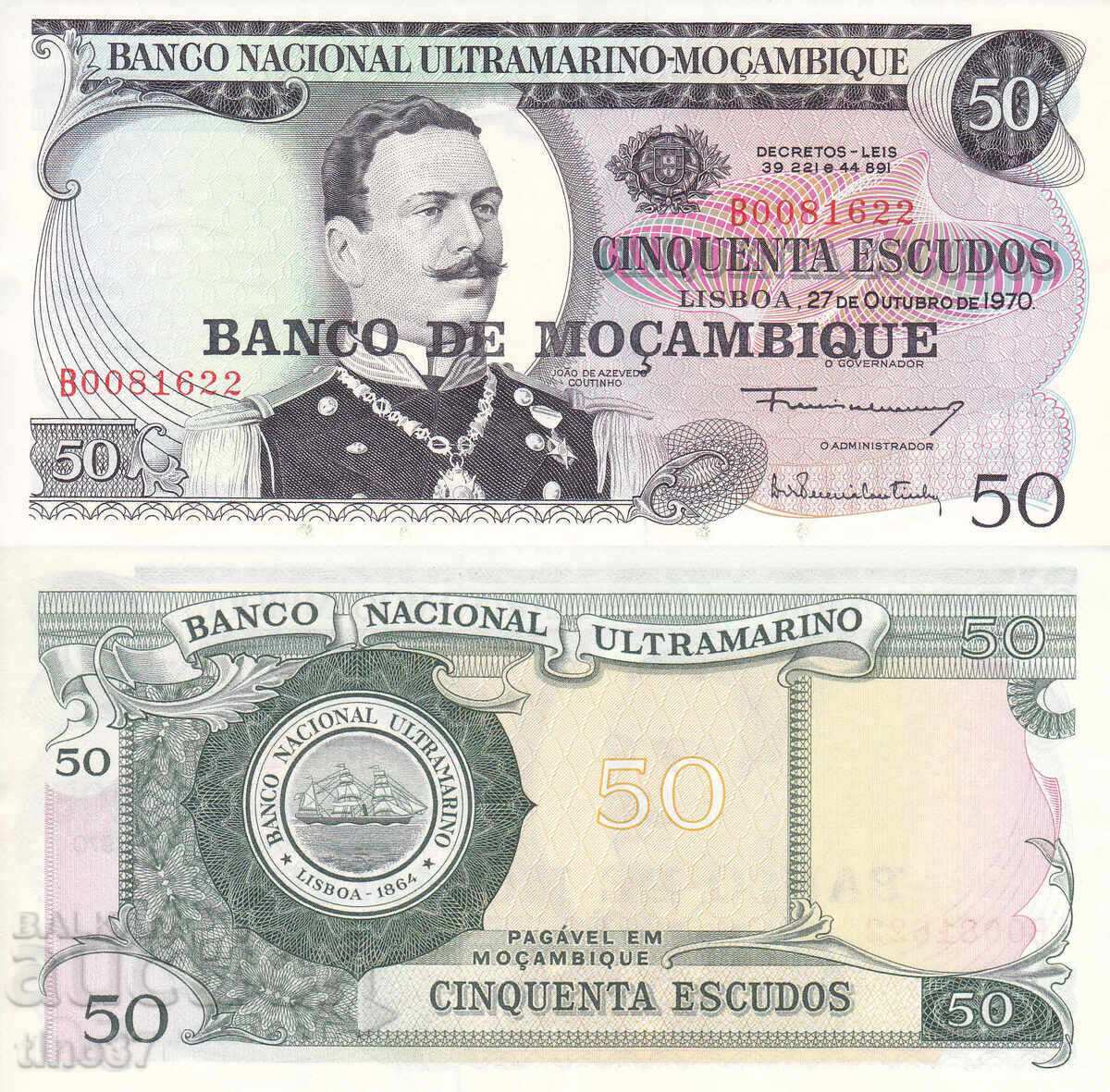 tino37- MOZAMBIC - /PORTUGEZA/- 50 ESCUDOS - 1970 - UNC