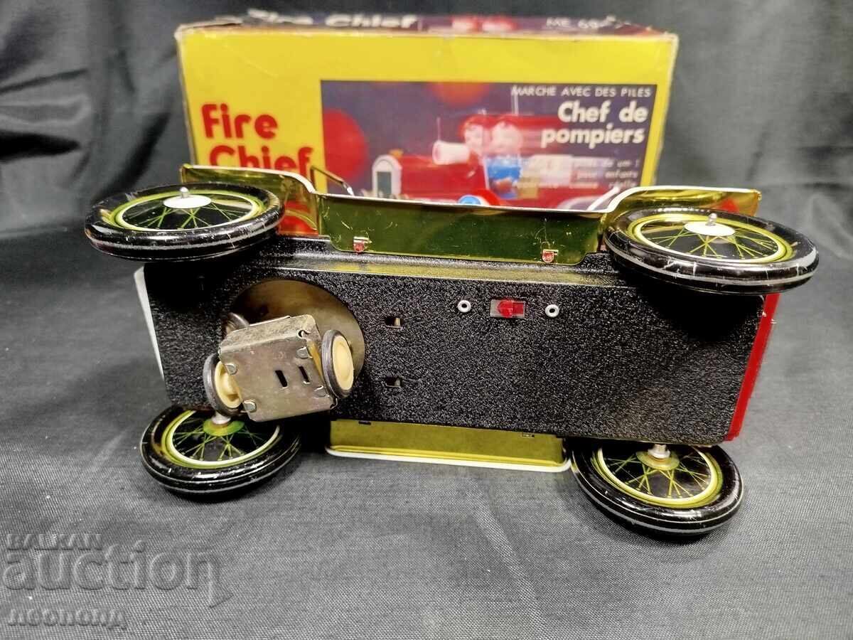 OLD RETRO SOC CHINA TIN TOY FIRE ENGINE - 6