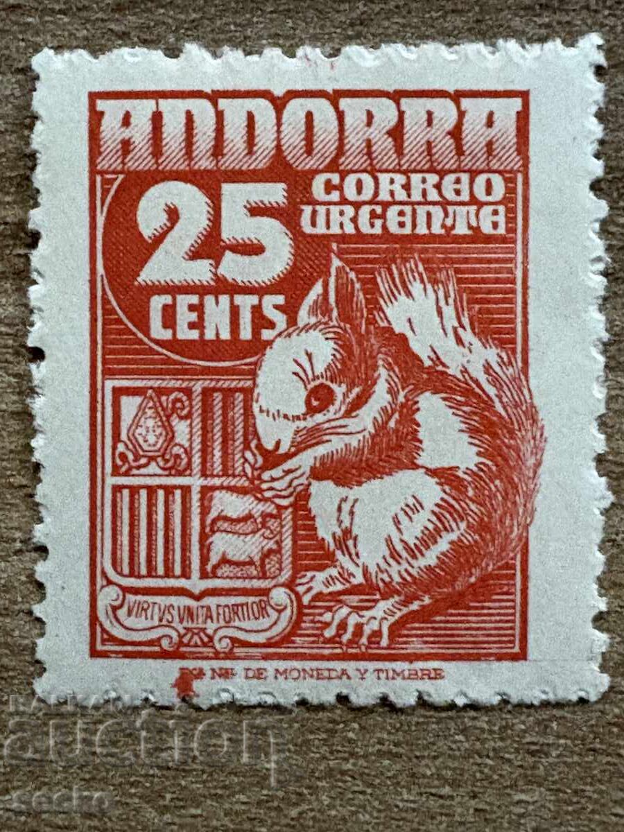 Andorra (Spanish) - Squirrel - express mail (1949) MNH