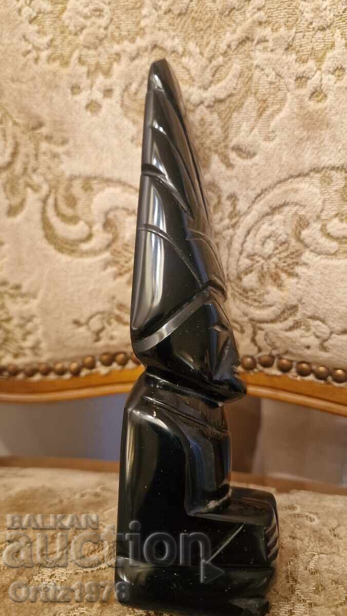 Vintage Inca sculpture, carved stone – Obsidian. 19th century - 6