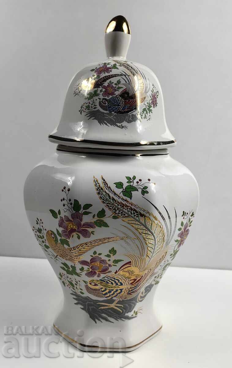 LARGE PORCELAIN URN VASE WITH LID HEALTHY