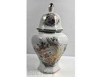 LARGE PORCELAIN VASE WITH LID HEALTHY URN JAR