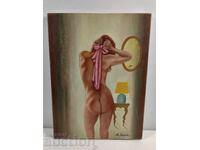 PAINTED SIGNED OIL PAINTING NUDE WOMAN