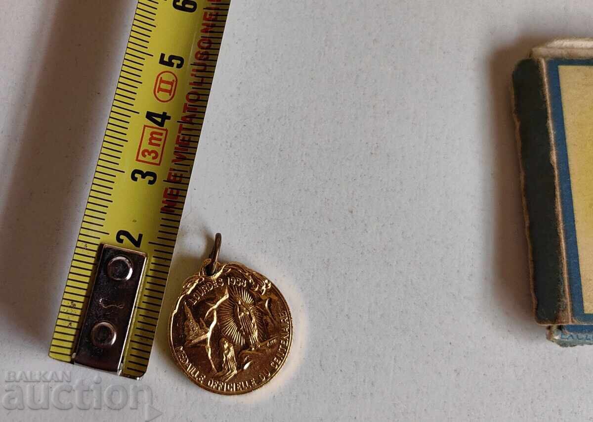 1958 MEDALLION VIRGIN MARY SAINT BERNADETTE LOURDES OUR LADY - 5 1958 MEDALLION VIRGIN MARY SAINT BERNADETTE LOURDES OUR LADY - 5