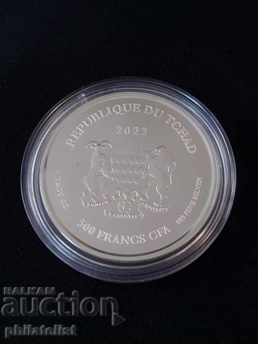 Chad 2022 - 500 CFA Francs – Scorpion 1 OZ , Silver Coin