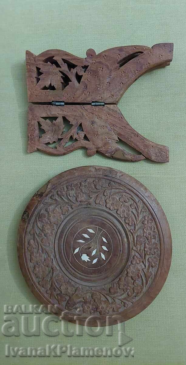 Masa sculptata in lemn din Orient pentru cunoscatori, pliabila - 5