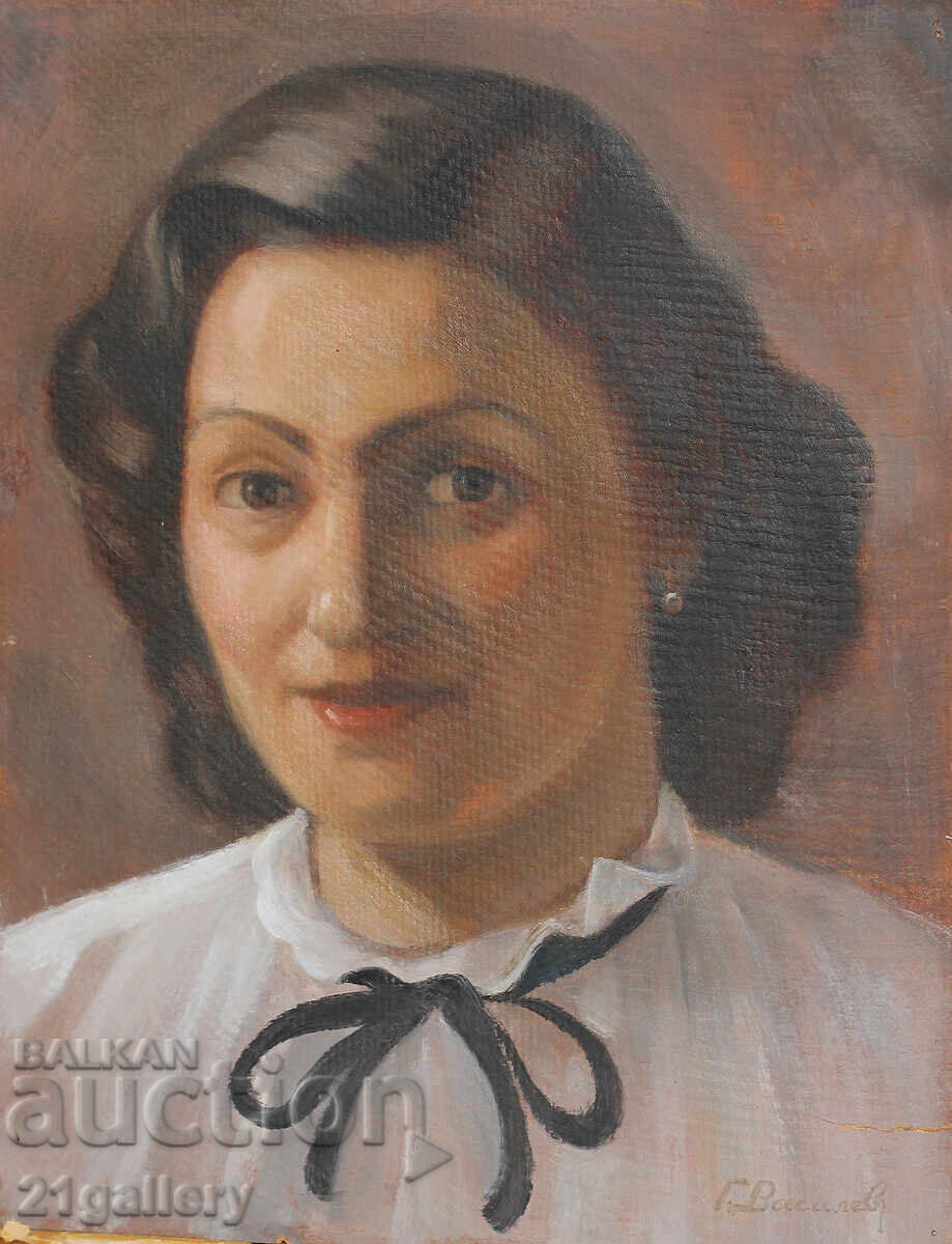 Auction  Georgi Vassilev (1885-1972) portrait, oil paints