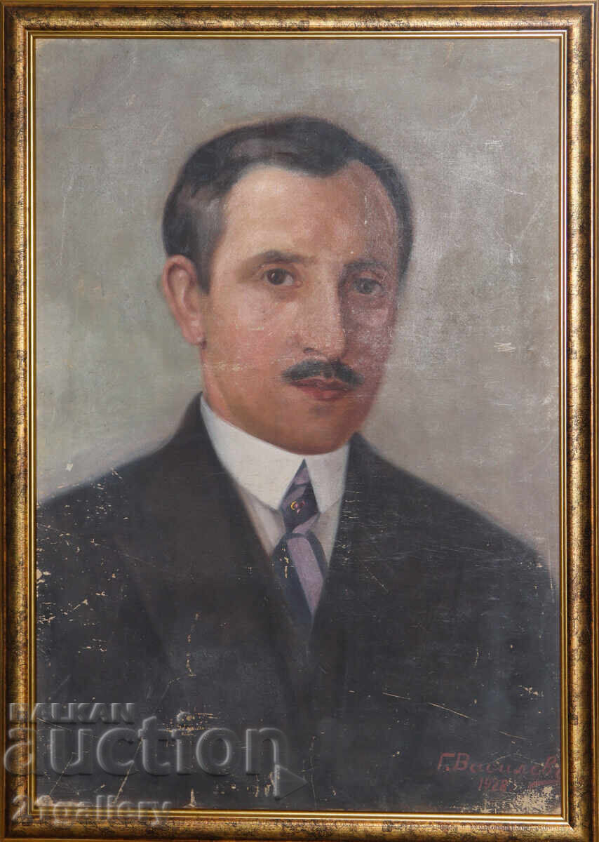 Georgi Vassilev (1885-1972) portrait, oil on canvas, 1928. Georgi Vassilev (1885-1972) portrait, oil on canvas, 1928.