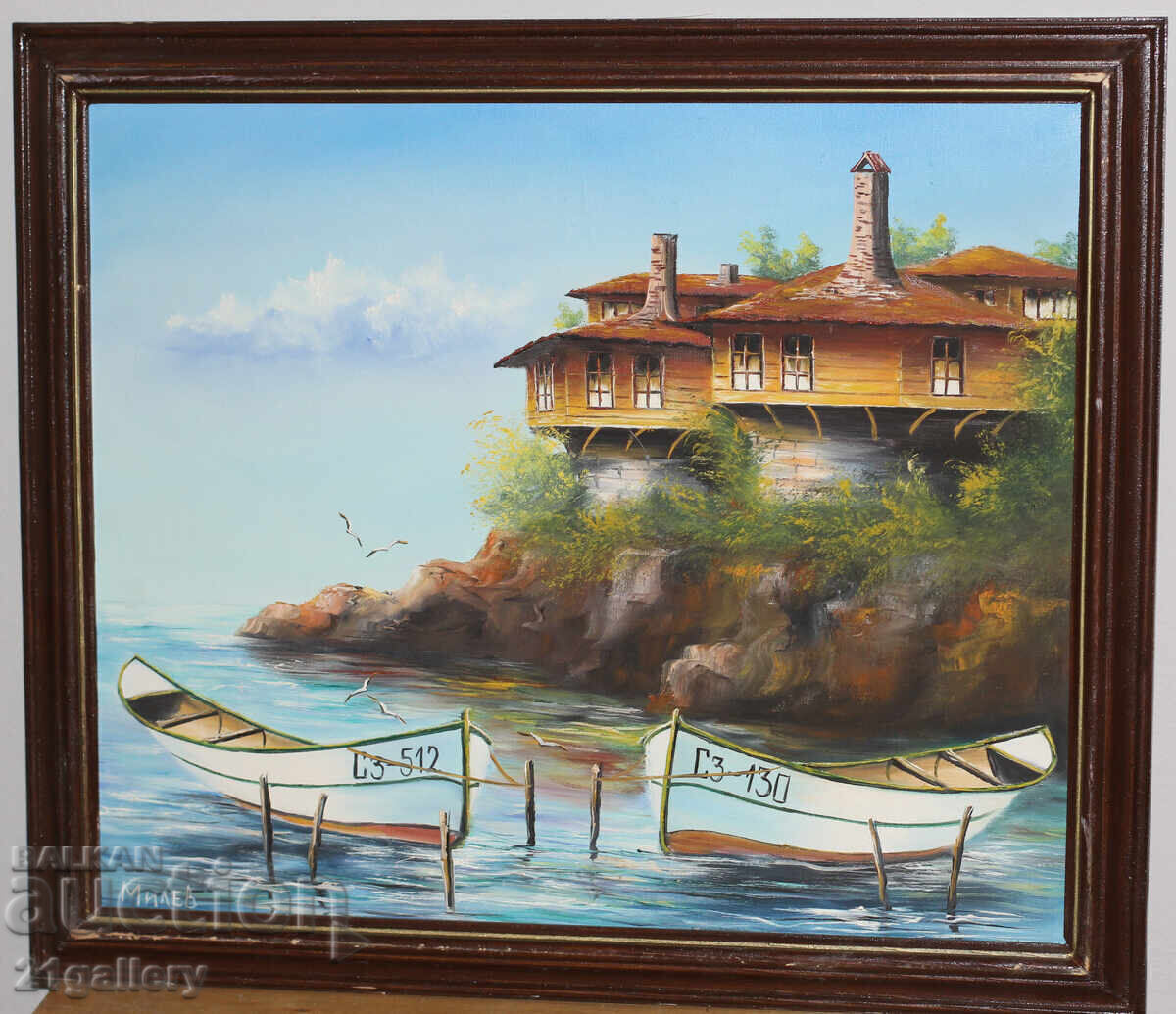 Ελαιογραφίες, θαλασσογραφία με βάρκες - 7 Ελαιογραφίες, θαλασσογραφία με βάρκες - 7