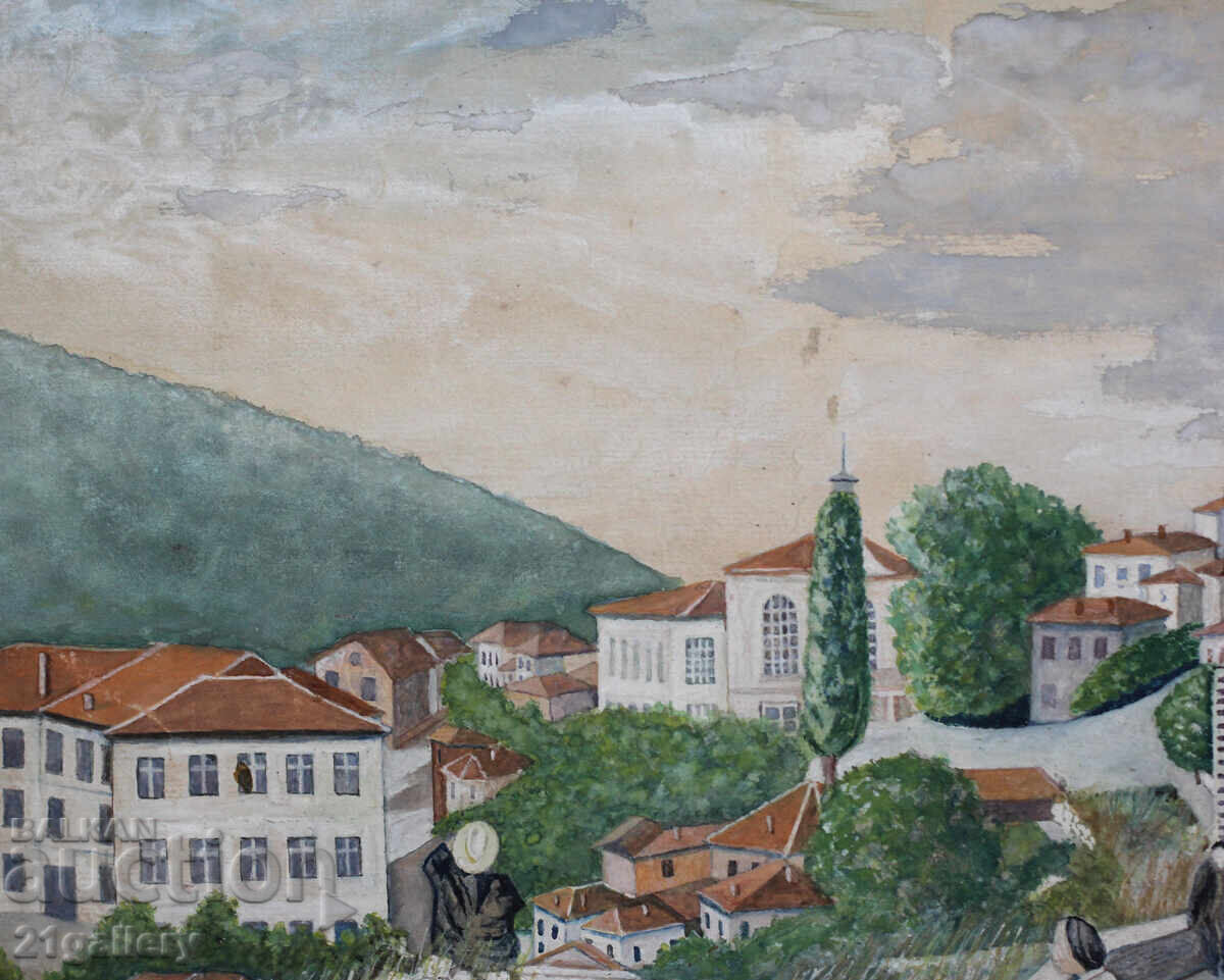 Доставка на Асен Белковски (1897- 1957) Пейзаж, акварел, подписана