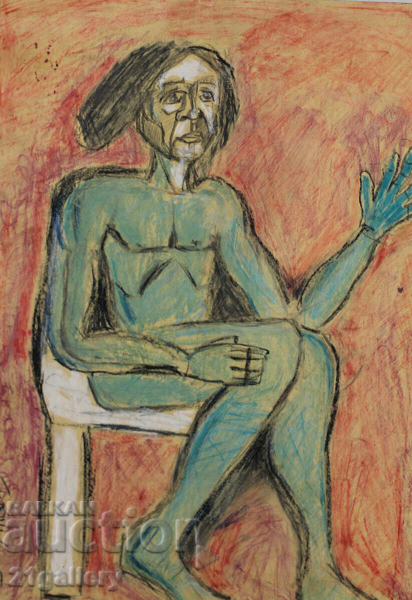 Georgi Stratiev / Portret abstract pastel, semnat cu preț € 80.00 | 156.47 BGN