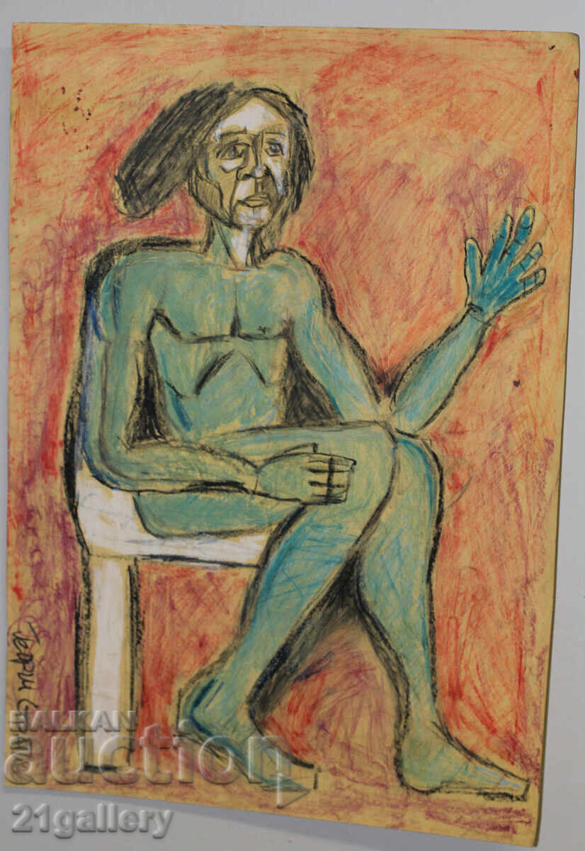 Δημοπρασία Georgi Stratiev / Αφηρημένο πορτρέτο παστέλ, υπογεγραμμένο Δημοπρασία Georgi Stratiev / Αφηρημένο πορτρέτο παστέλ, υπογεγραμμένο