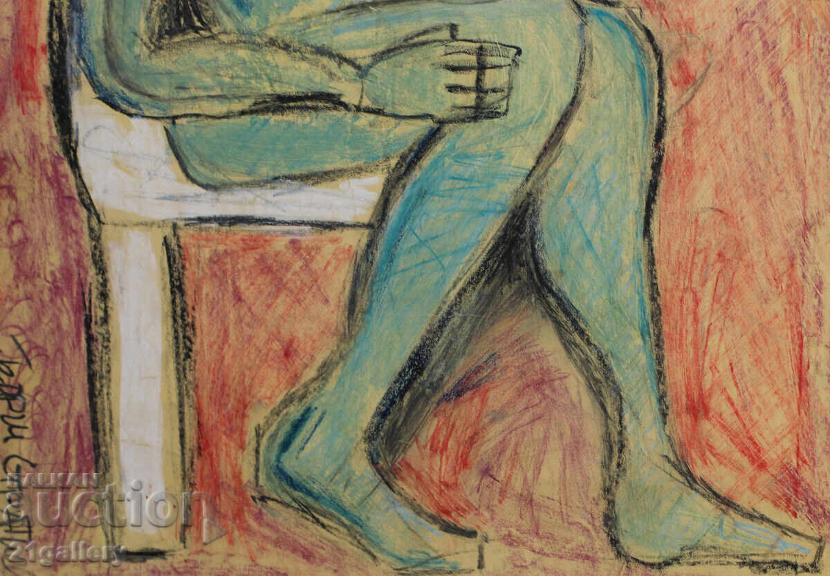 Georgi Stratiev / Αφηρημένο πορτρέτο παστέλ, υπογεγραμμένο - 6 Georgi Stratiev / Αφηρημένο πορτρέτο παστέλ, υπογεγραμμένο - 6