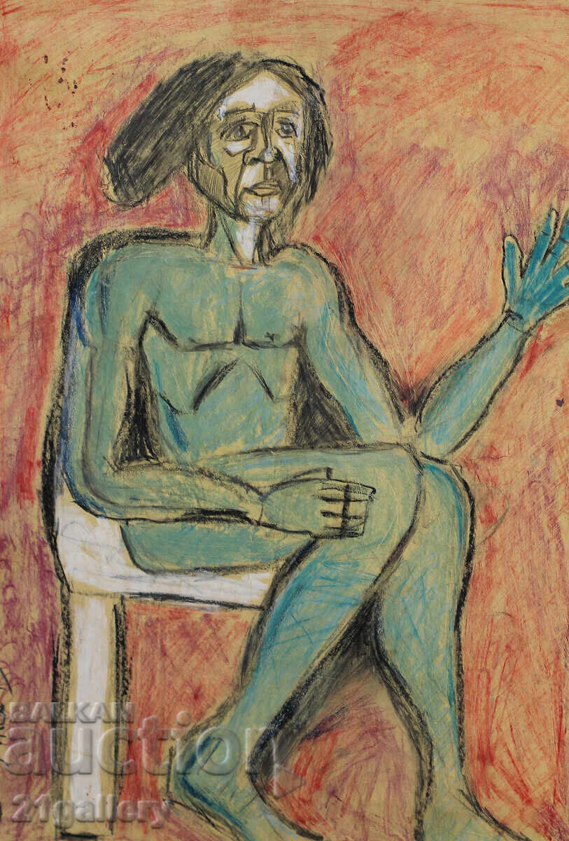Georgi Stratiev / Portret abstract pastel, semnat