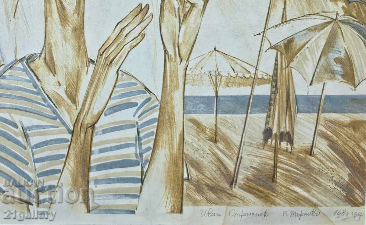 Ivan Stratiev (1960-) Κορίτσι με ένα μπαλόνι - γραφικό 1983. - 5 Ivan Stratiev (1960-) Κορίτσι με ένα μπαλόνι - γραφικό 1983. - 5