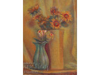 Still life vase with flowers, oil paints, signed