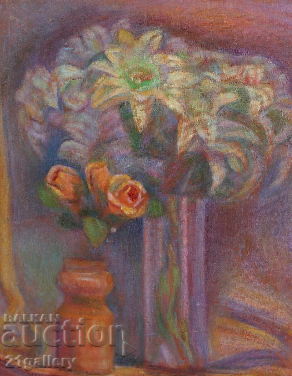 Elka Naydenova (1932 – 2016) Still Life Vase with Flowers with price 500.00 BGN | € 255.65 Elka Naydenova (1932 – 2016) Still Life Vase with Flowers with price 500.00 BGN | € 255.65