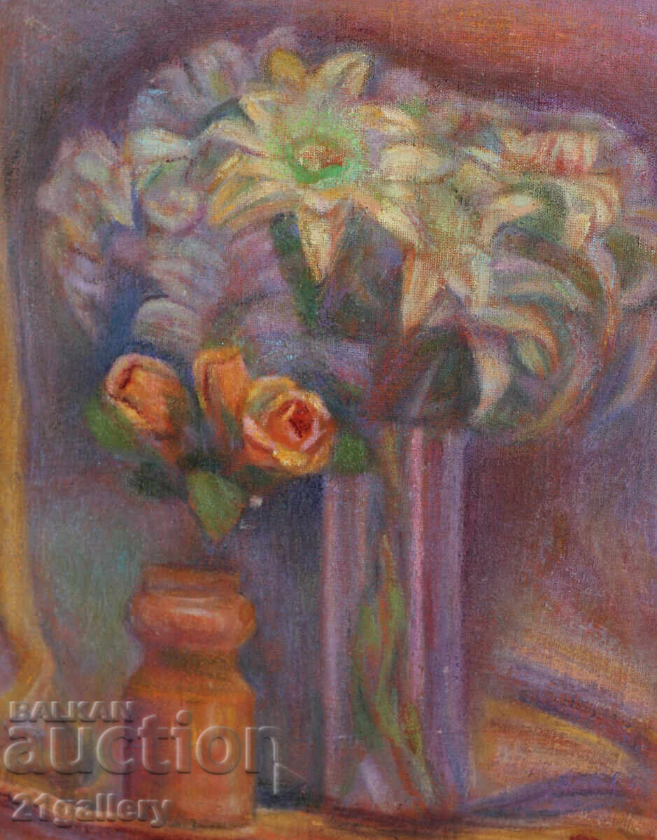 Elka Naydenova (1932 – 2016) Still Life Vase with Flowers Elka Naydenova (1932 – 2016) Still Life Vase with Flowers