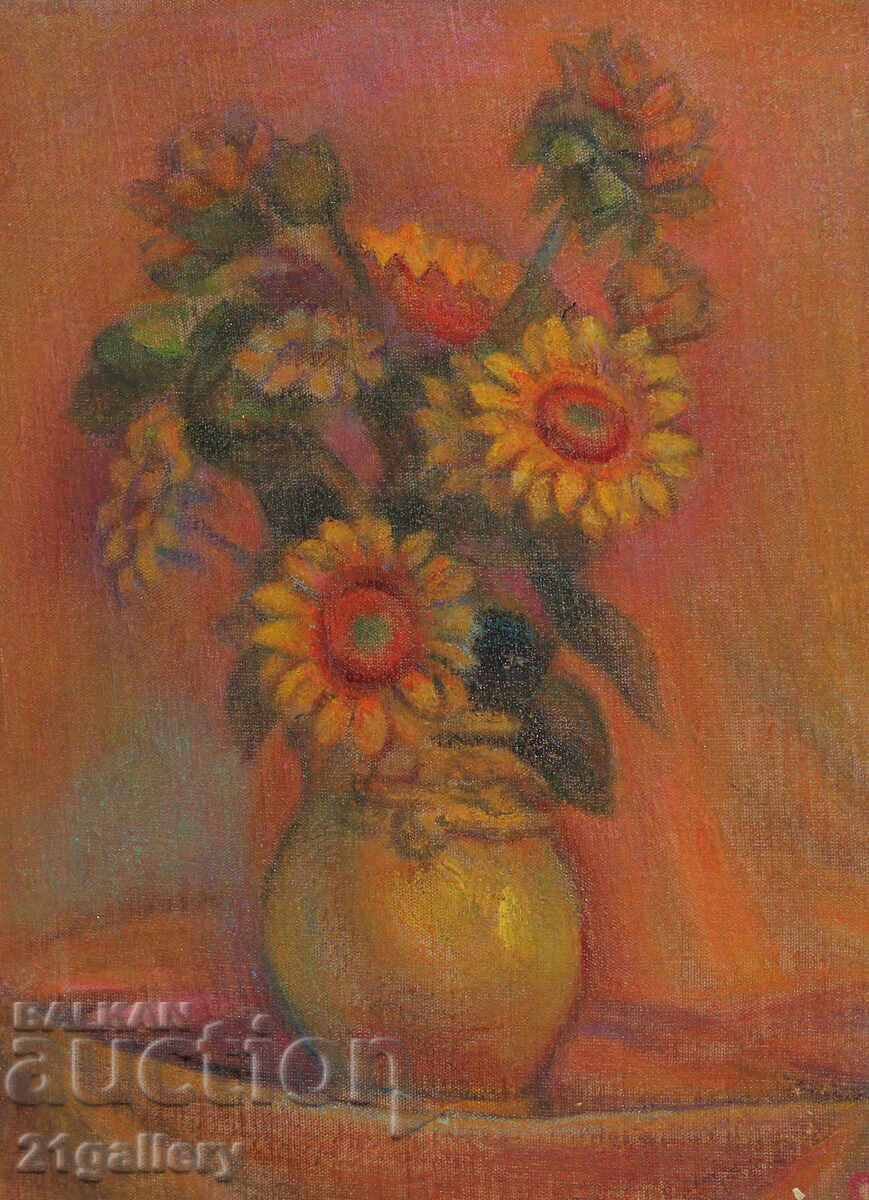 Elka Naydenova (1932 – 2016) Still Life Vase with Flowers with price 450.00 BGN | € 230.08 Elka Naydenova (1932 – 2016) Still Life Vase with Flowers with price 450.00 BGN | € 230.08