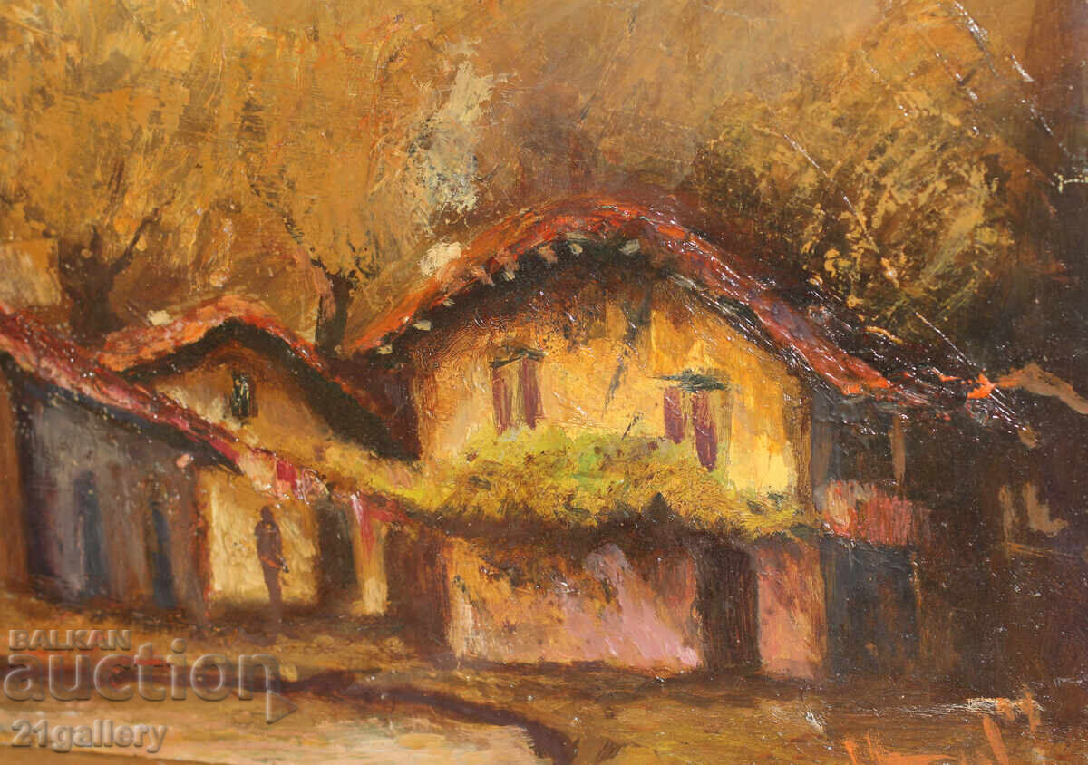 Oil painting /landscape houses / signed - 6 Oil painting /landscape houses / signed - 6