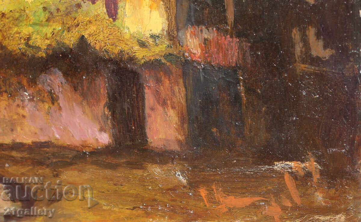 Oil painting /landscape houses / signed - 7 Oil painting /landscape houses / signed - 7