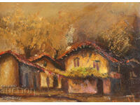 Oil painting /landscape houses / signed