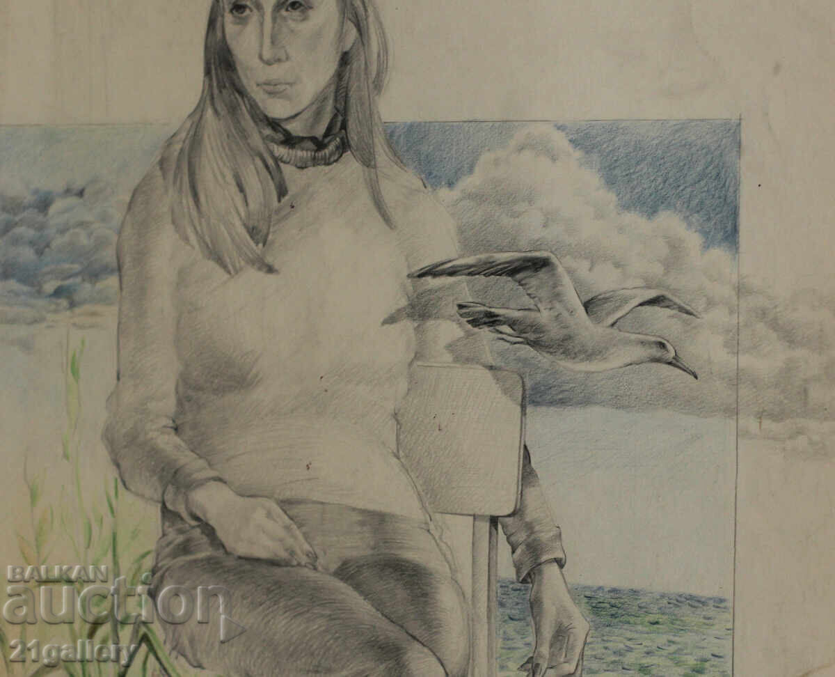 Delivery of Female portrait drawing signed 1983. Delivery of Female portrait drawing signed 1983.