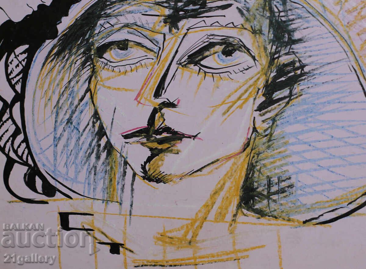 Atanas Kotsev (1957-) Portrait of a Woman with a Hat 1987 - 5 Atanas Kotsev (1957-) Portrait of a Woman with a Hat 1987 - 5