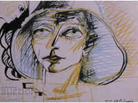 Atanas Kotsev (1957-) Portrait of a Woman with a Hat 1987