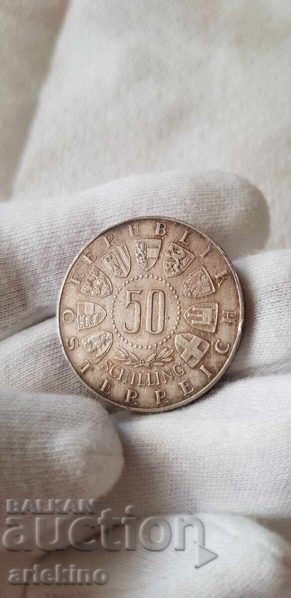 Silver coin 50 schillings Austria 1363 - 1963 - 6 Silver coin 50 schillings Austria 1363 - 1963 - 6