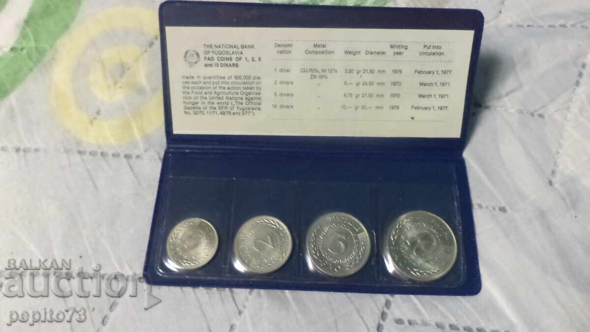 Yugoslavia coin set 1,2,5 and 10 dinars 1970-1976