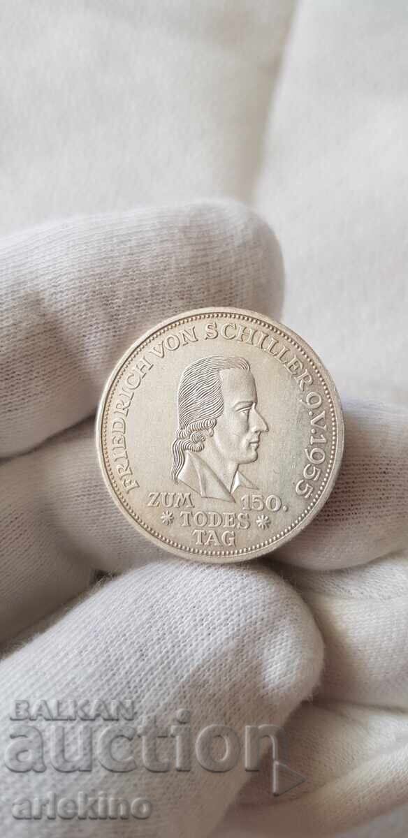 Auction  Rare silver coin 5 marks 1955 SCHILLER - Germany