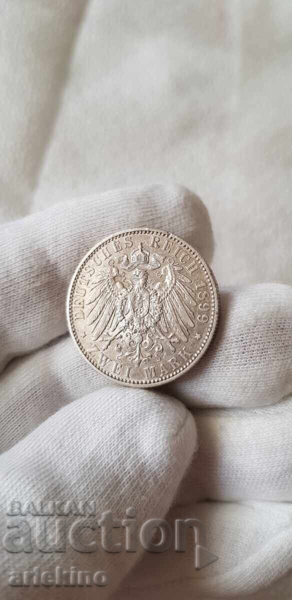 Auction Rare silver coin 2 marks 1899 PREUSSIN Germany Auction Rare silver coin 2 marks 1899 PREUSSIN Germany