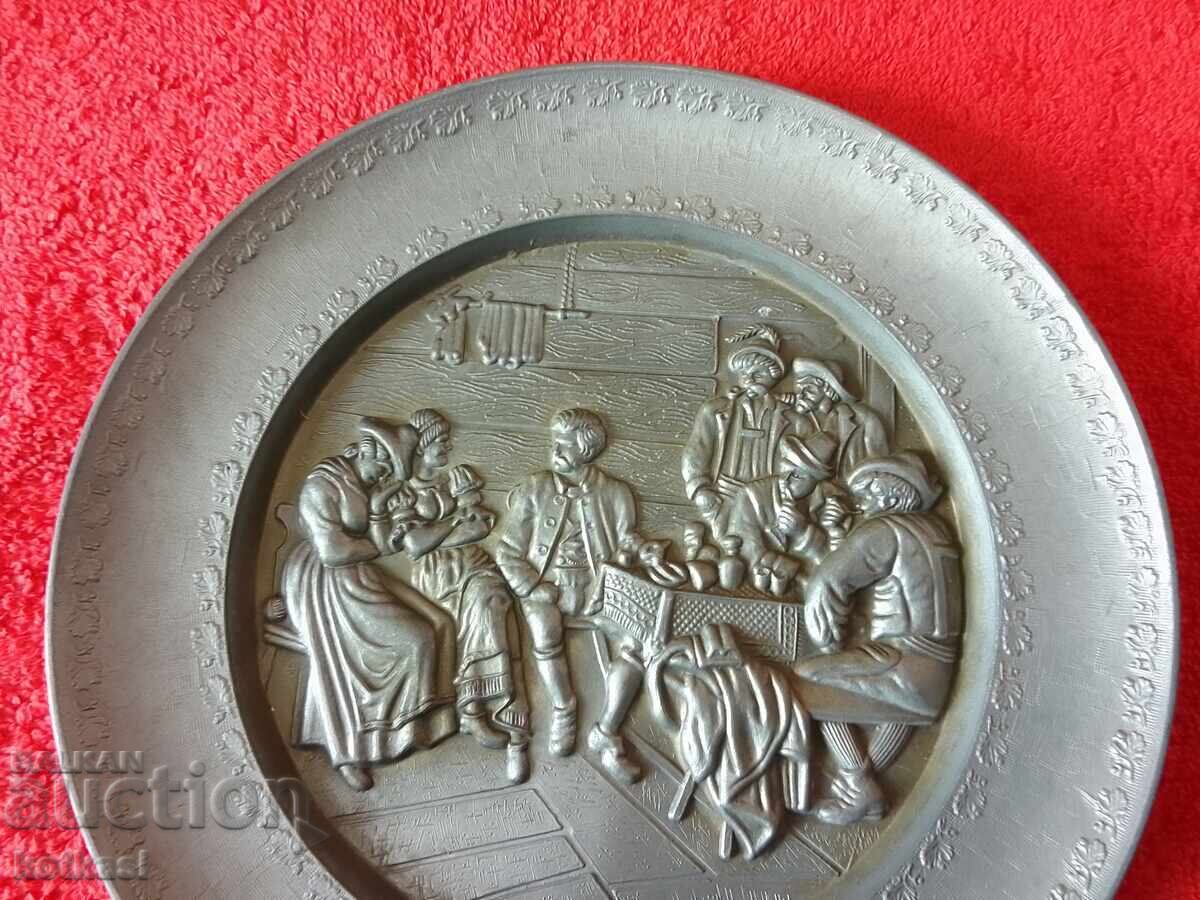 Auction Old metal wall plate Germany Men Women Auction Old metal wall plate Germany Men Women