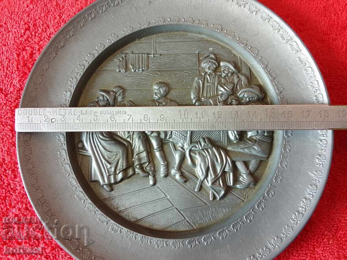 Old metal wall plate Germany Men Women - 5 Old metal wall plate Germany Men Women - 5