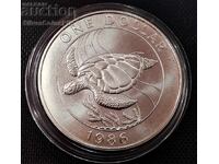 1 Argint WWF 1$ Turtle 1986 Bermuda