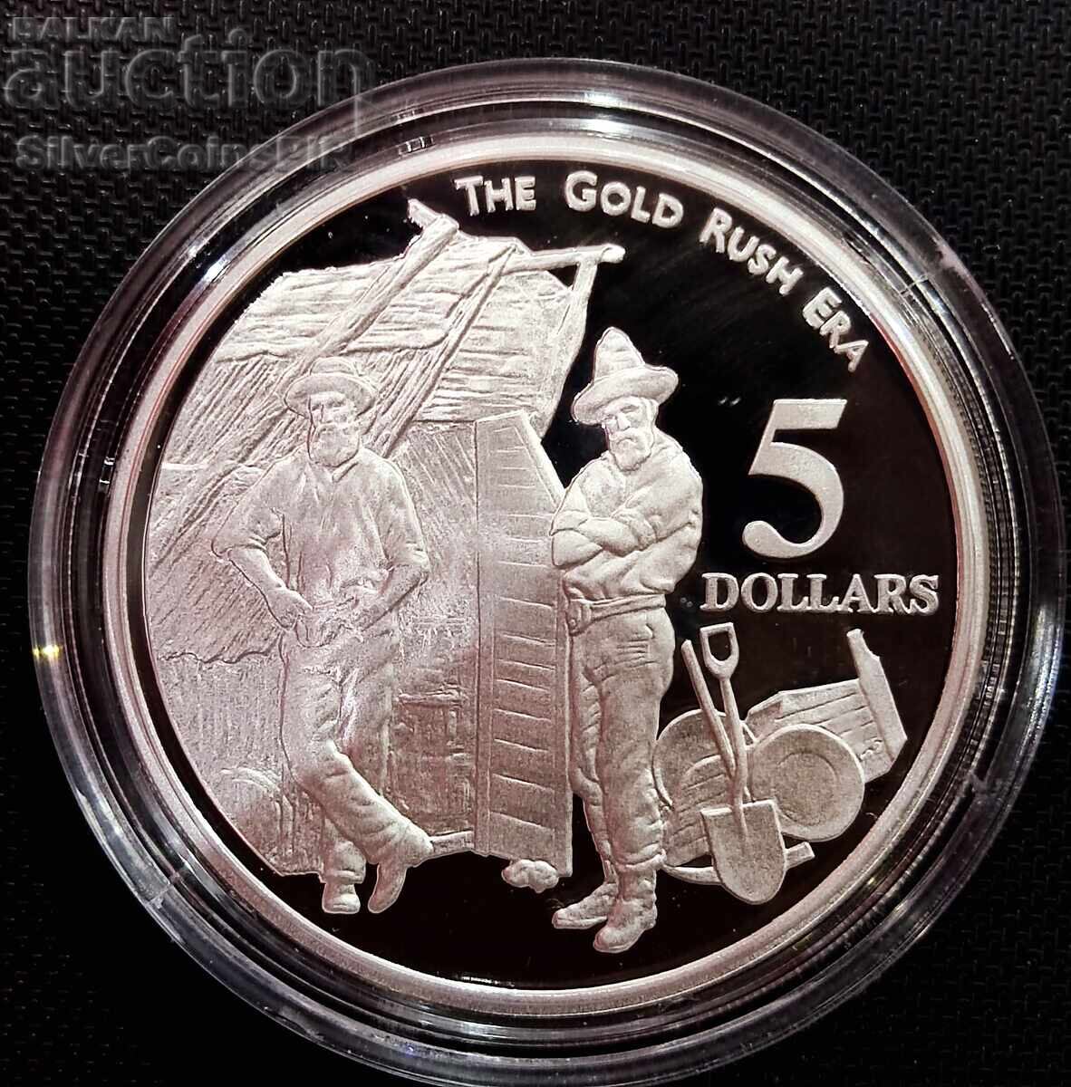 Silver 5$ Gold Rush 1995 Australia