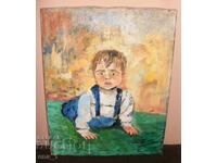 Painting by TOINE - Portrait of a boy, oil painting