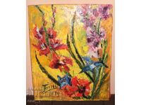 Painting by TOINE - magnificent Still Life/Gladioli, painting