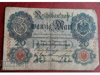 Bancnotă-Germania-20 mărci 1914