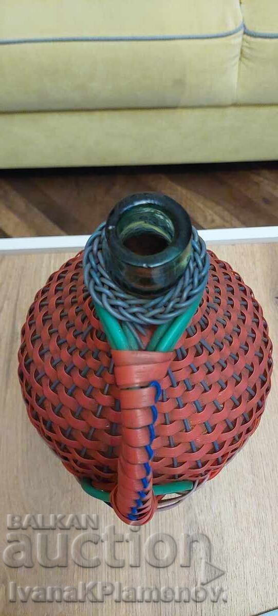 Damajana tricotat retro excelent 38cm - 5 Damajana tricotat retro excelent 38cm - 5