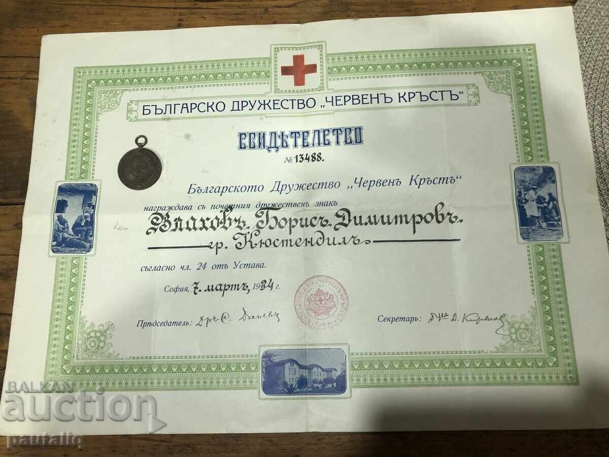Delivery of Medal and certificate of appreciation Red Cross