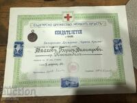 Medal and certificate of appreciation Red Cross