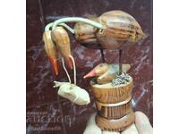 Figură rară din lemn veche, berze