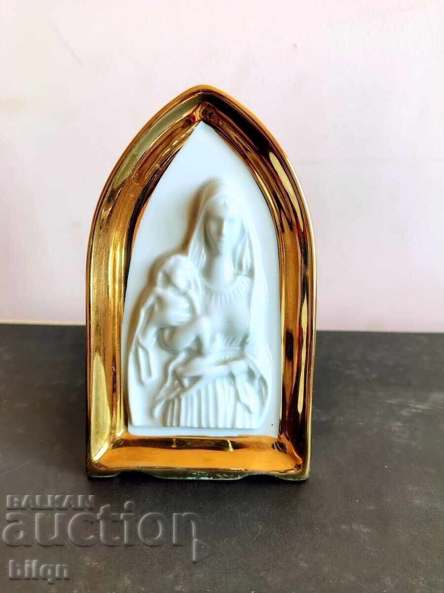 Great German Porcelain Icon With Gilt Great German Porcelain Icon With Gilt