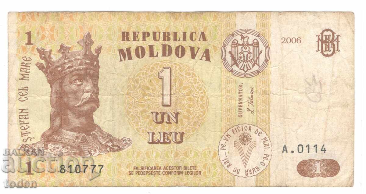 Moldova-1 Leu-2006-P 8g-Hârtie