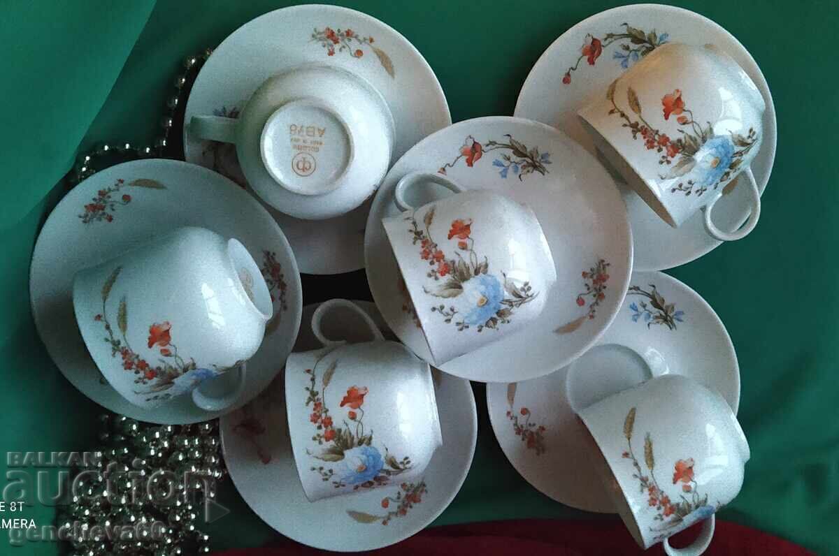 Licitație SERVICIU de cafea RETRO ORIGINAL - porțelan fin GDR