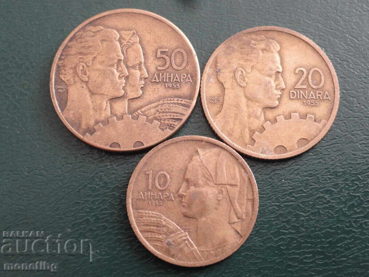 Yugoslavia 1955 - 10, 20 and 50 dinars - 5 Yugoslavia 1955 - 10, 20 and 50 dinars - 5