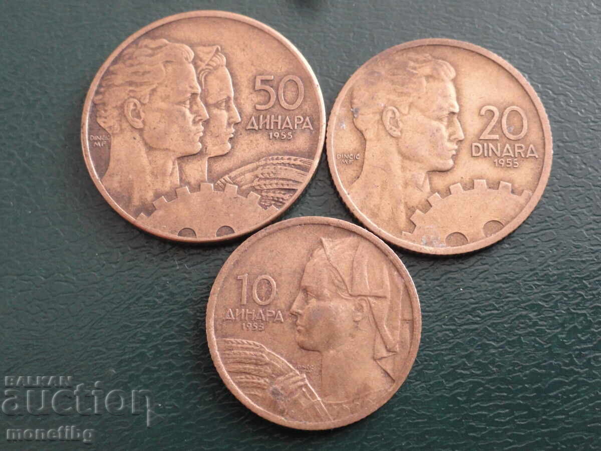 Yugoslavia 1955 - 10, 20 and 50 dinars Yugoslavia 1955 - 10, 20 and 50 dinars