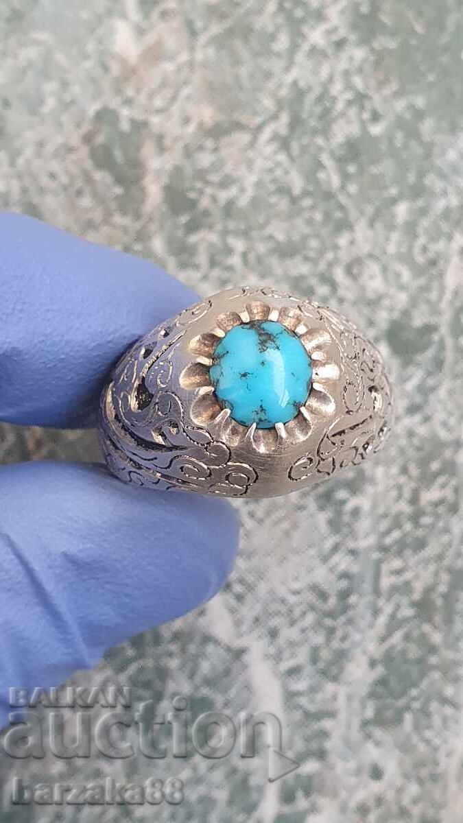 Old silver ring with Navajo Turquoise